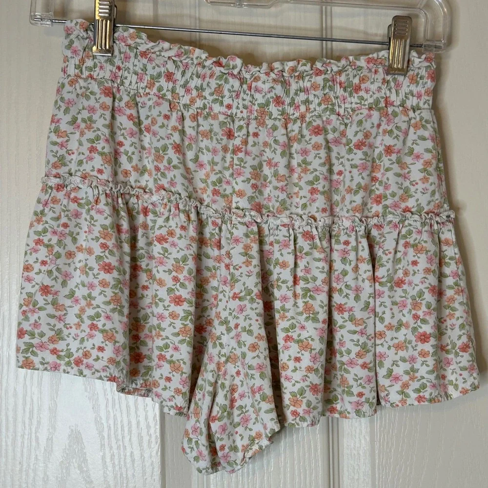 Aeropostale Womens Shorts Floral Print Ruffle Tie Waist‎ Size S skorts skirt